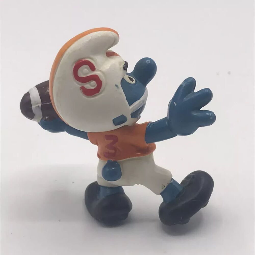 Smurfs 20170 Football Quarterback Smurf Rare Vintage Schleich Figure PVC 1983 - Picture 2 of 2